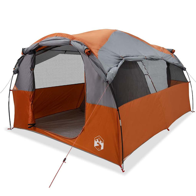 6-personers campingtelt vandtæt grå og orange