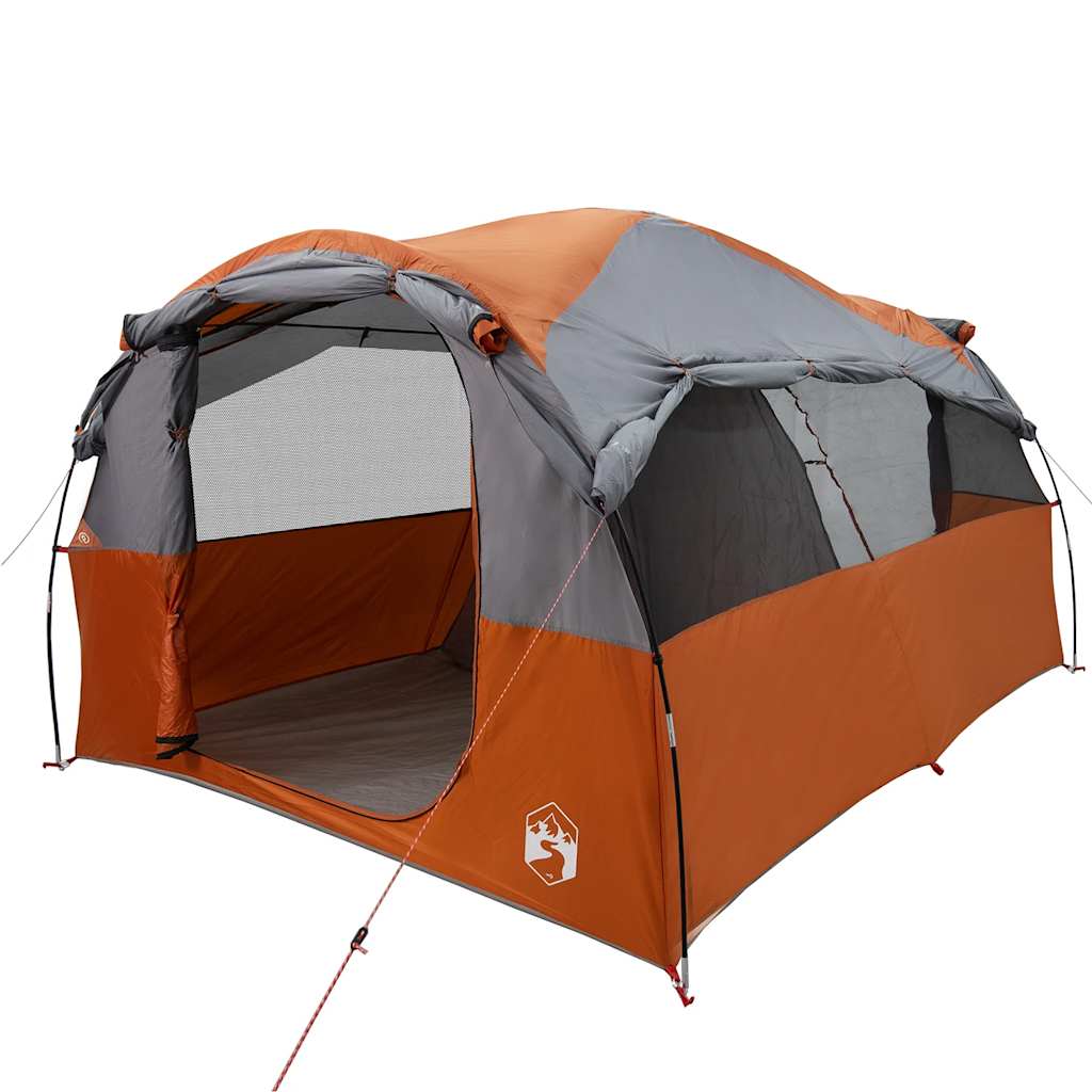 6-personers campingtelt vandtæt grå og orange