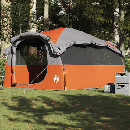 6-personers campingtelt vandafvisende grå og orange