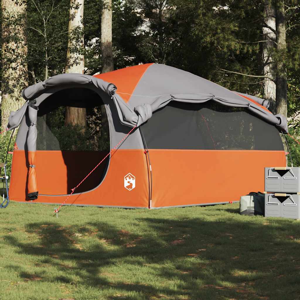 6-personers campingtelt vandtæt grå og orange