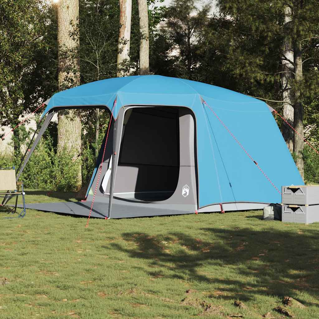 5-personers campingtelt med fortelt - vandafvisende kuppeltelt, blå