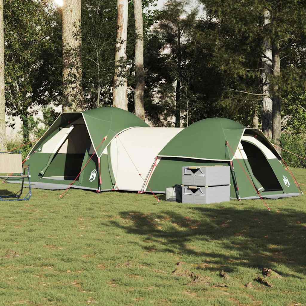 5-personers campingtelt - vandafvisende, grøn, 2 rum