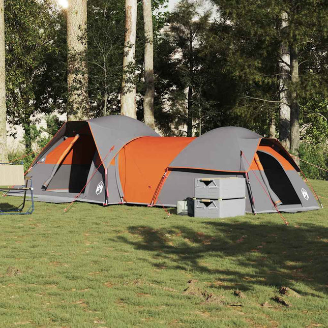 5-personers campingtelt vandtæt grå og orange