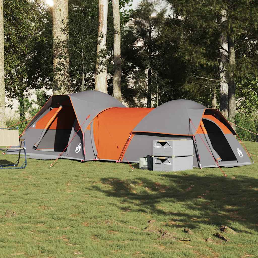5-personers campingtelt - vandafvisende dobbelt telt, grå/orange
