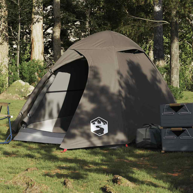 2-personers campingtelt vandtæt kuppel brun