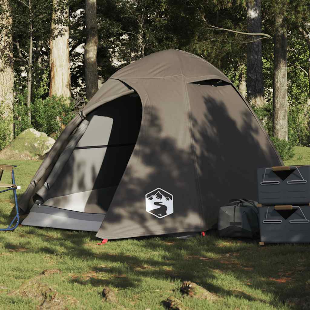 2-personers campingtelt vandtæt kuppel brun