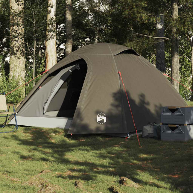 4-personers campingtelt vandtæt kuppel brun