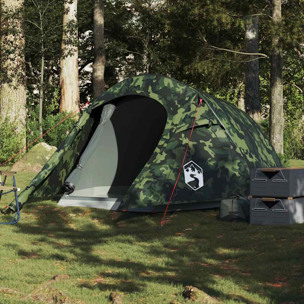 3-personers campingtelt - vandafvisende camouflage tunneltelt