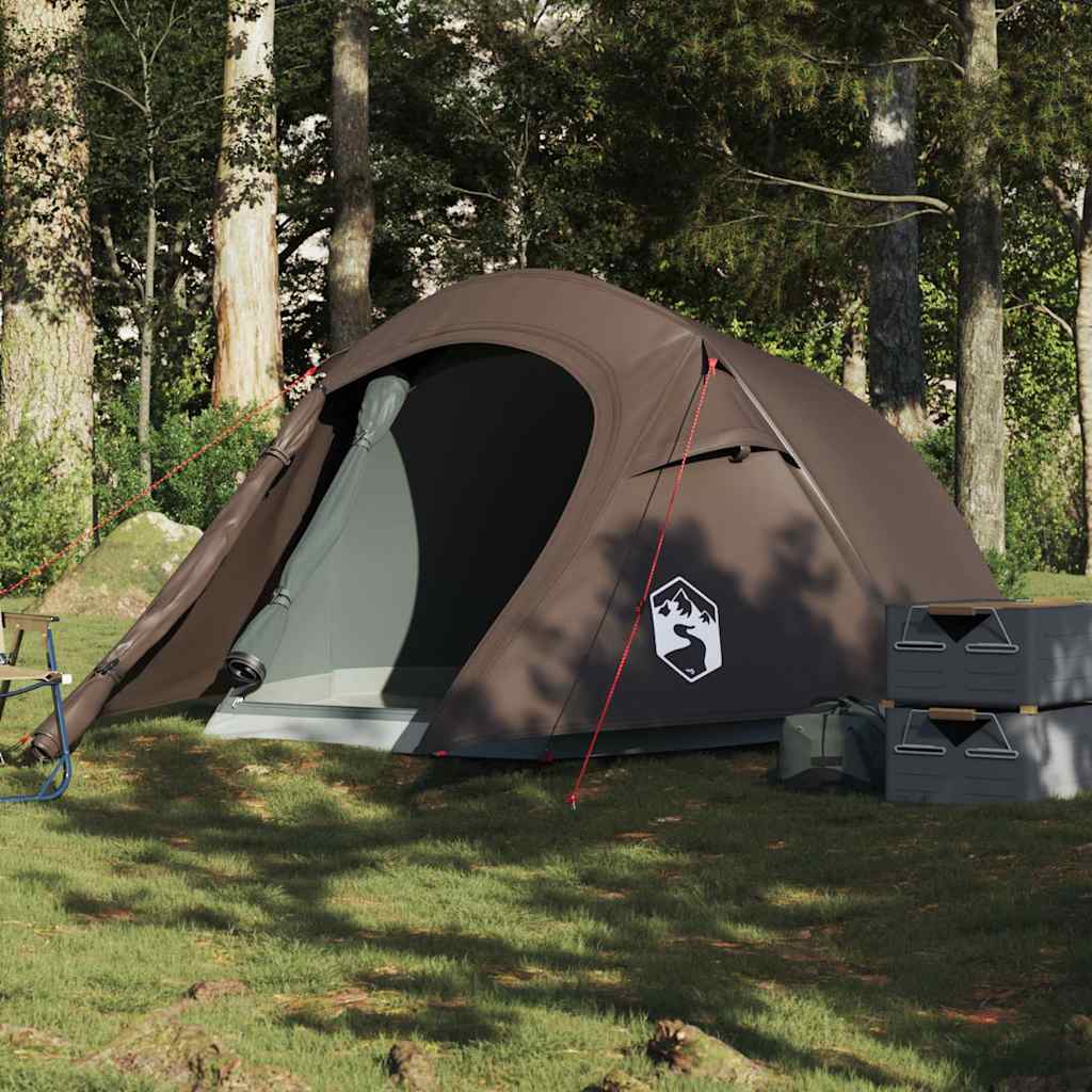 2-personers campingtelt - vandafvisende tunneltelt, brun