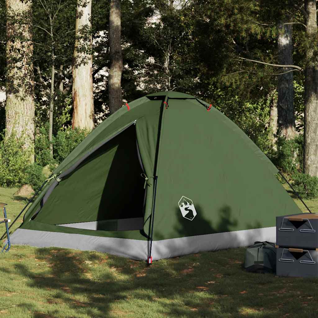 4-personers kuppeltelt - vandafvisende campingtelt, olivengrøn