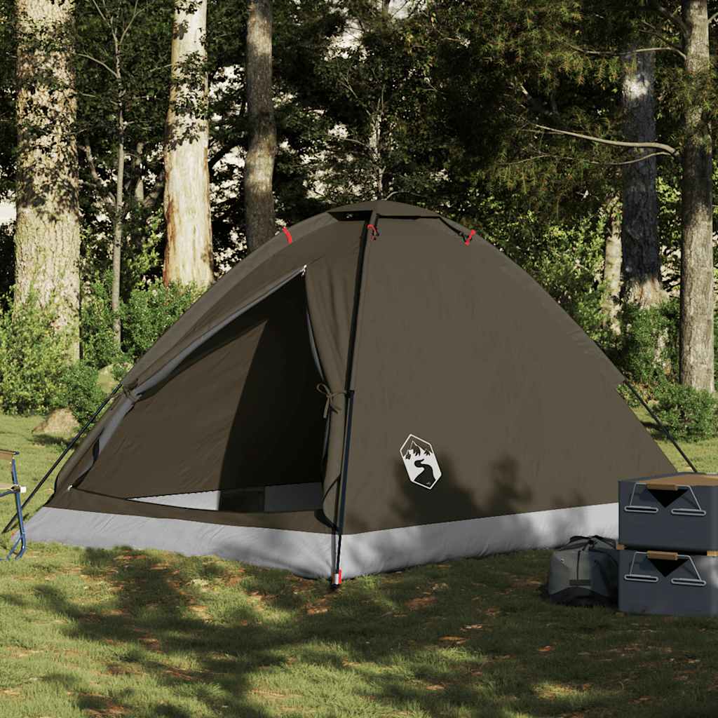 4-personers kuppeltelt - vandafvisende campingtelt, brun