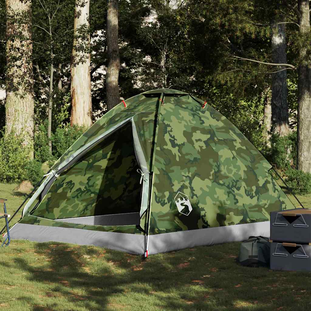 4-personers campingtelt vandtæt kuppel camouflage