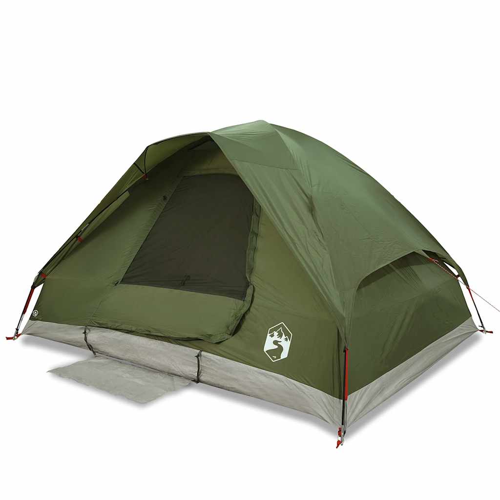 4-personers campingtelt vandtæt kuppel olivengrøn
