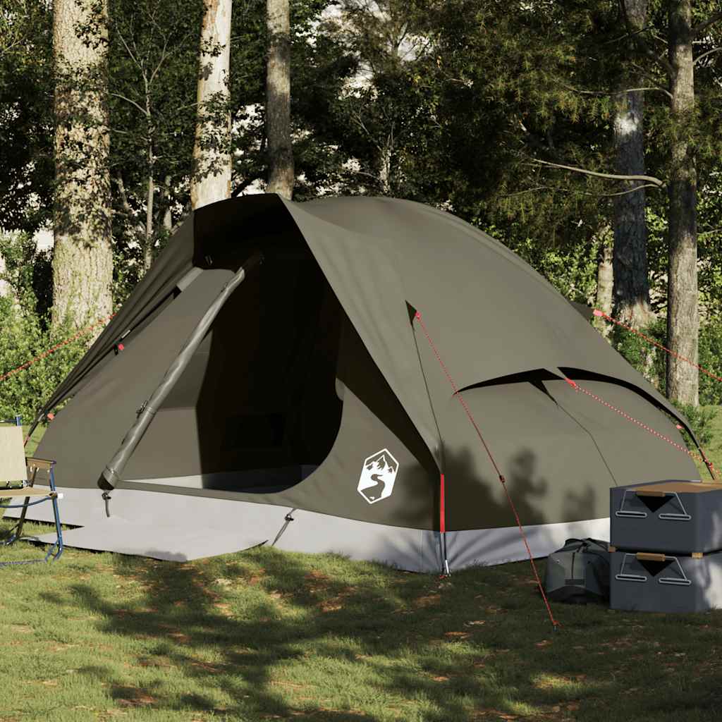 4-personers kuppeltelt - vandafvisende campingtelt, brun
