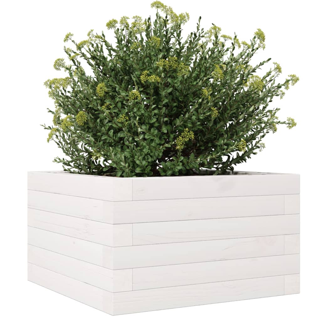 plantekasse 40x40x23 cm massivt fyrretræ hvid