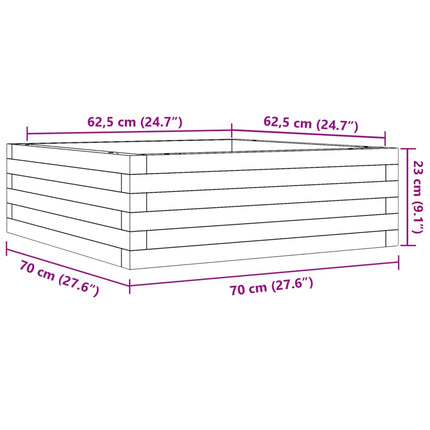 plantekasse 70x70x23 cm massivt fyrretræ hvid