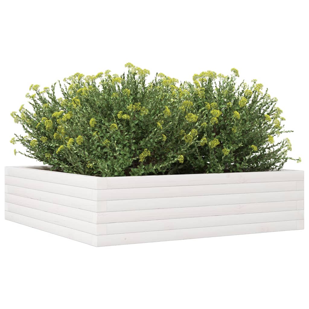 plantekasse 90x90x23 cm massivt fyrretræ hvid