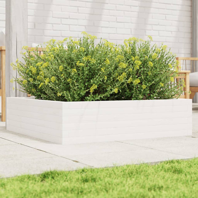 plantekasse 90x90x23 cm massivt fyrretræ hvid