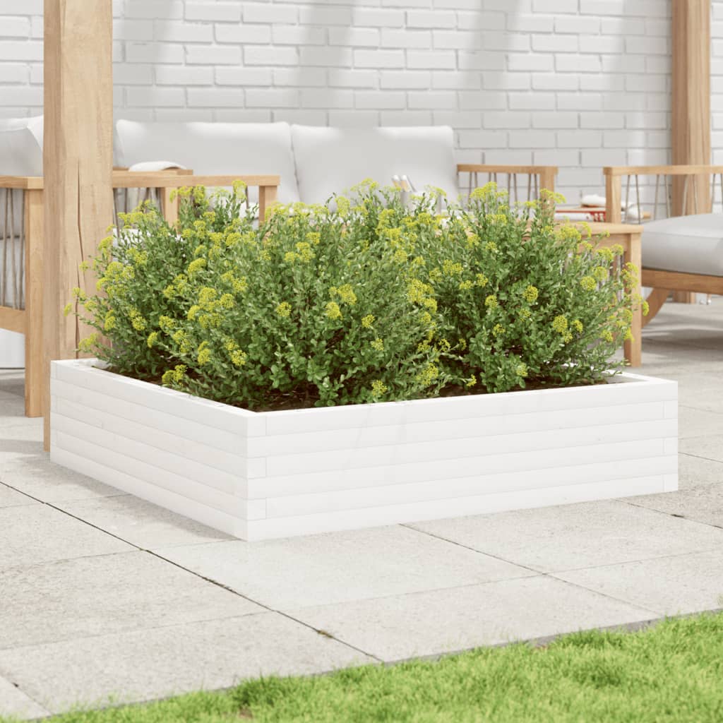plantekasse 100x100x23 cm massivt fyrretræ hvid