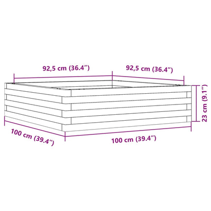 plantekasse 100x100x23 cm massivt fyrretræ gyldenbrun
