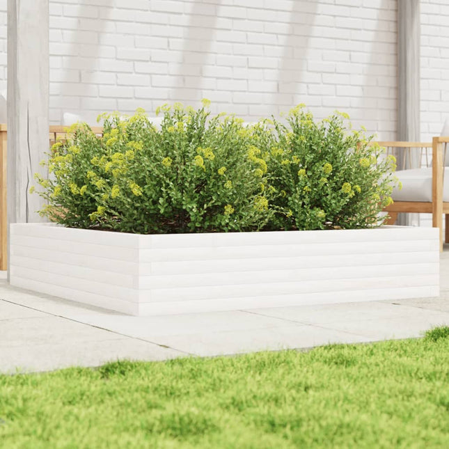 plantekasse 110x110x23 cm massivt fyrretræ hvid