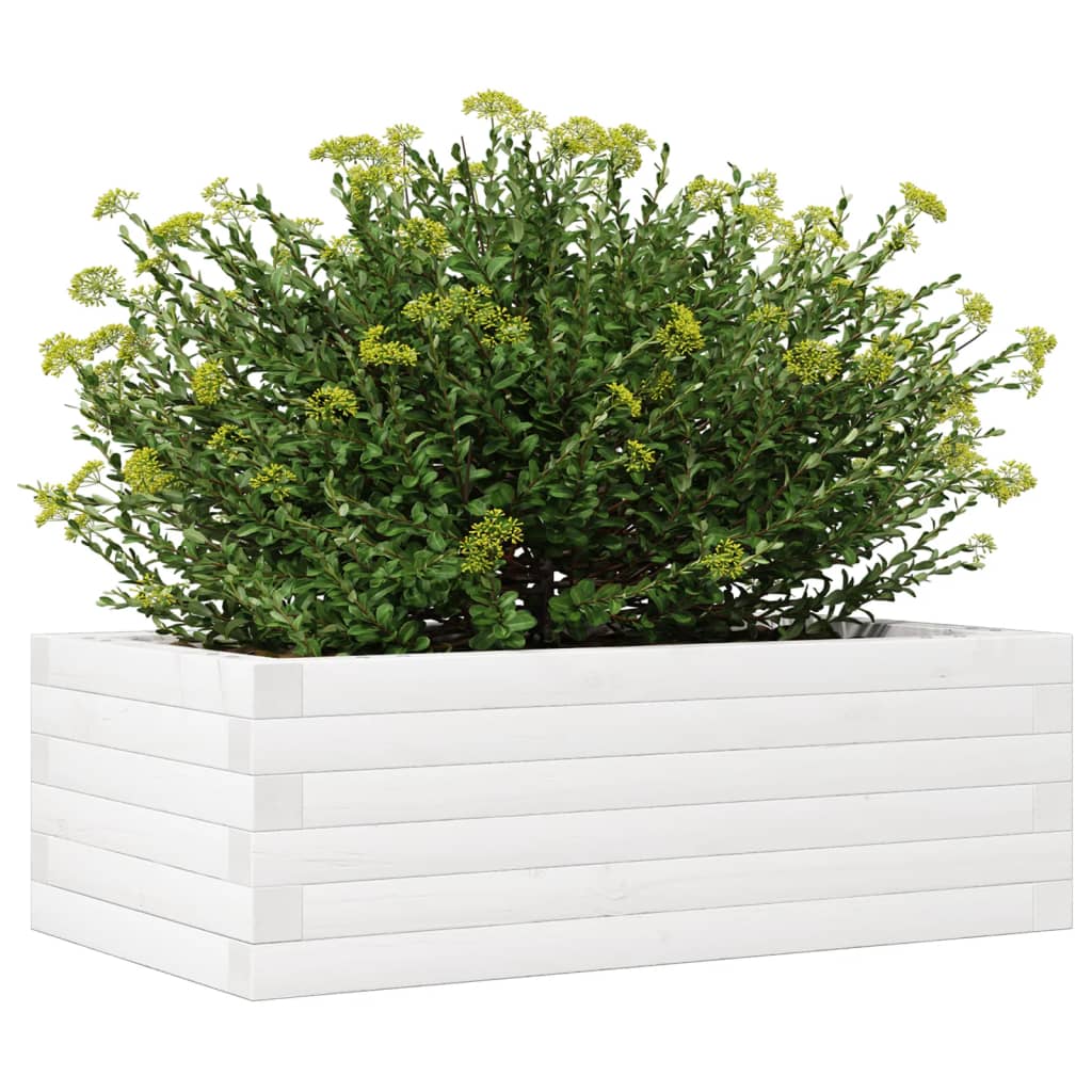 plantekasse 70x40x23 cm massivt fyrretræ hvid