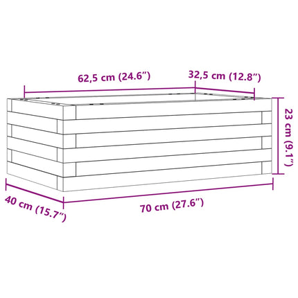 plantekasse 70x40x23 cm massivt fyrretræ gyldenbrun