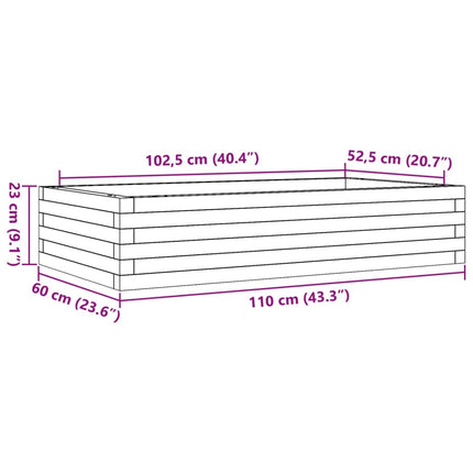 plantekasse 110x60x23 cm massivt fyrretræ hvid