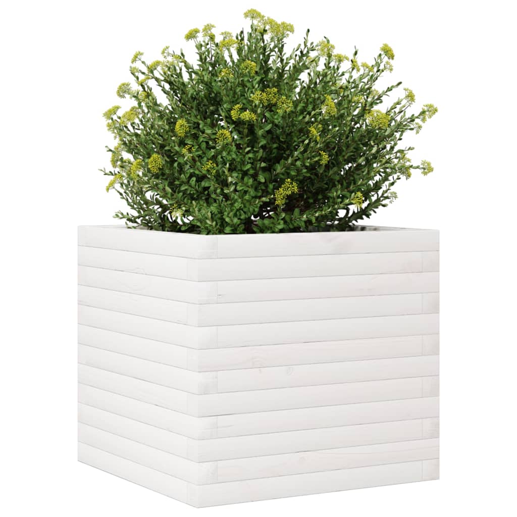 plantekasse 50x50x45,5 cm massivt fyrretræ hvid