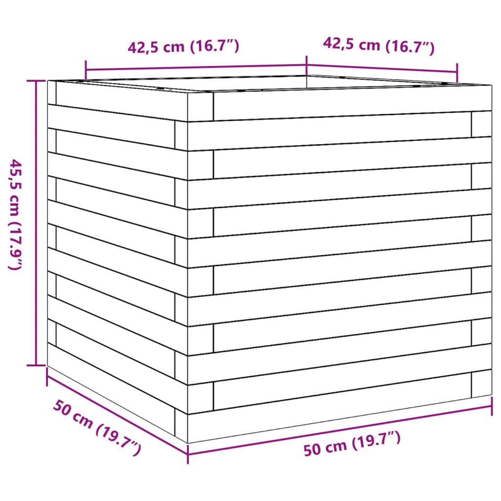 plantekasse 50x50x45,5 cm massivt fyrretræ gyldenbrun