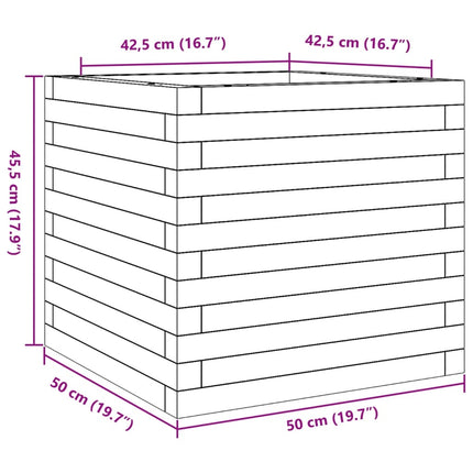 plantekasse 50x50x45,5 cm massivt fyrretræ gyldenbrun