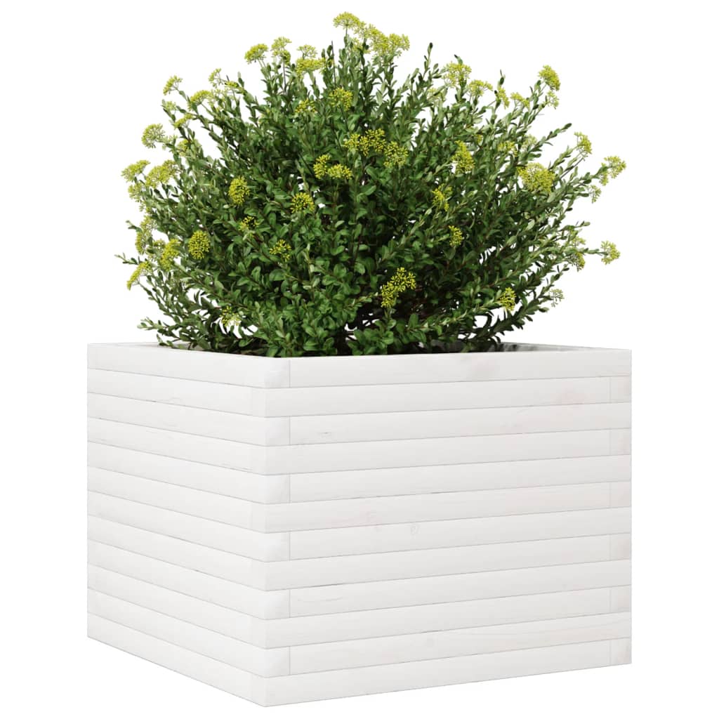 plantekasse 60x60x45,5 cm massivt fyrretræ hvid
