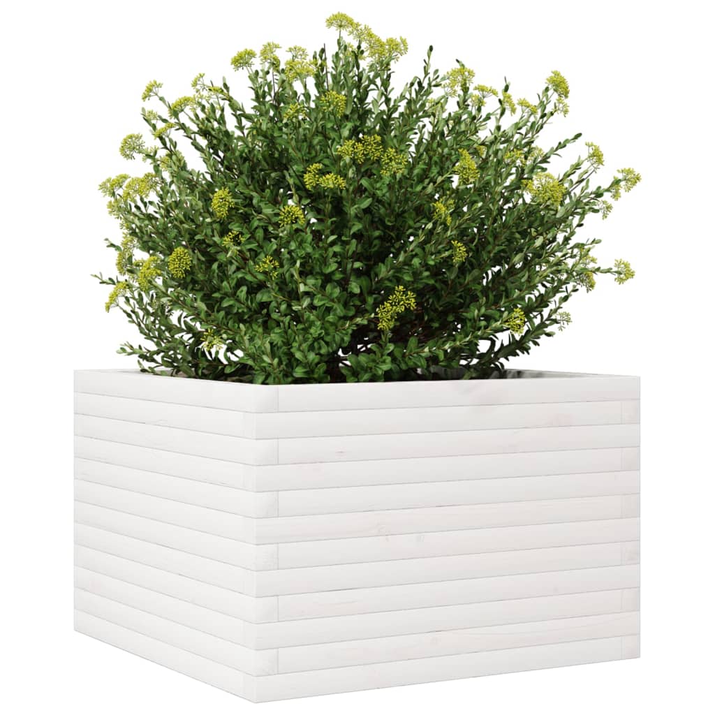 plantekasse 70x70x45,5 cm massivt fyrretræ hvid