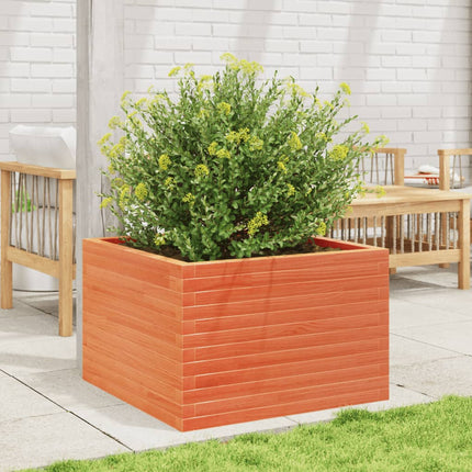plantekasse 70x70x45,5 cm massivt fyrretræ gyldenbrun