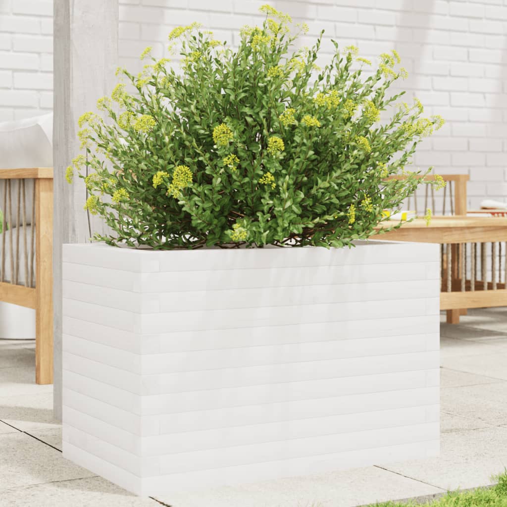 plantekasse 70x40x45,5 cm massivt fyrretræ hvid
