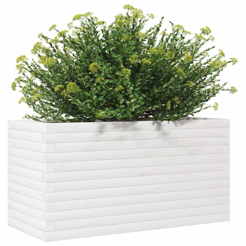 plantekasse 90x40x45,5 cm massivt fyrretræ hvid