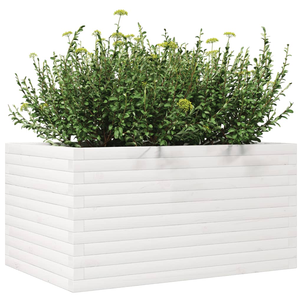 plantekasse 90x60x45,5 cm massivt fyrretræ hvid