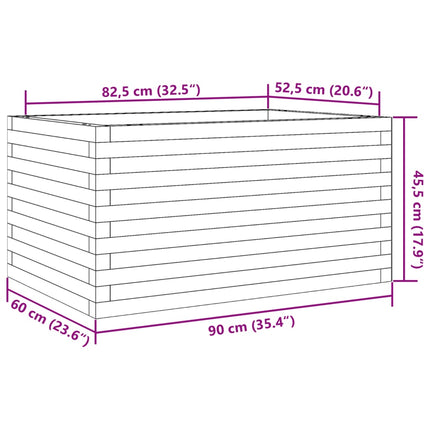 plantekasse 90x60x45,5 cm massivt fyrretræ gyldenbrun