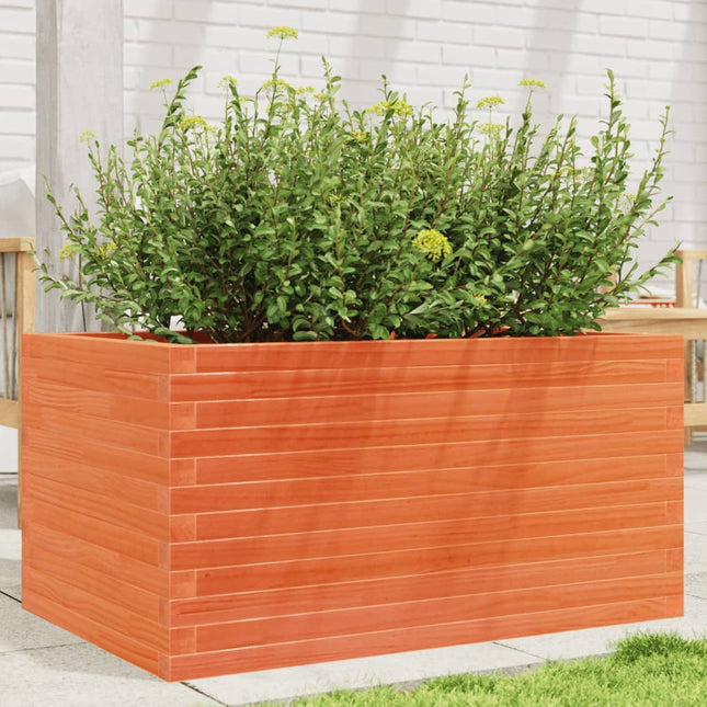 plantekasse 90x60x45,5 cm massivt fyrretræ gyldenbrun