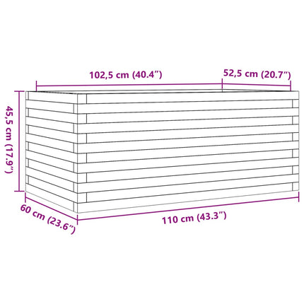 plantekasse 110x60x45,5 cm massivt fyrretræ