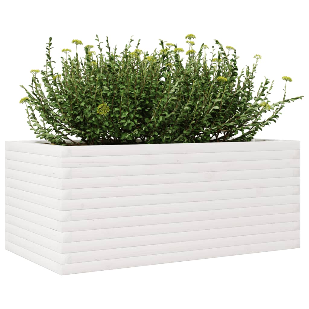 plantekasse 110x60x45,5 cm massivt fyrretræ hvid