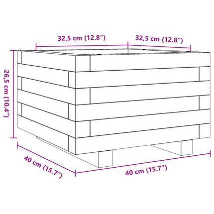 plantekasse 40x40x26,5 cm massivt fyrretræ gyldenbrun