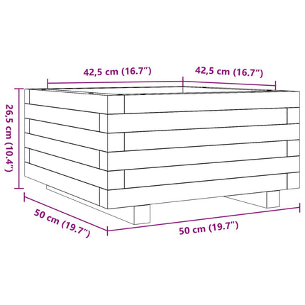 plantekasse 50x50x26,5 cm massivt fyrretræ gyldenbrun