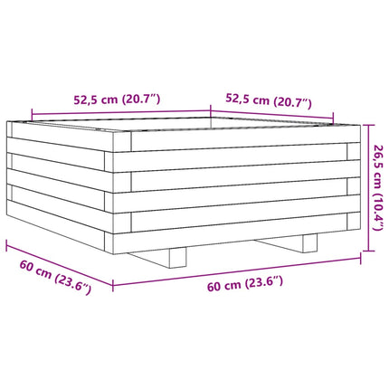 plantekasse 60x60x26,5 cm massivt fyrretræ gyldenbrun