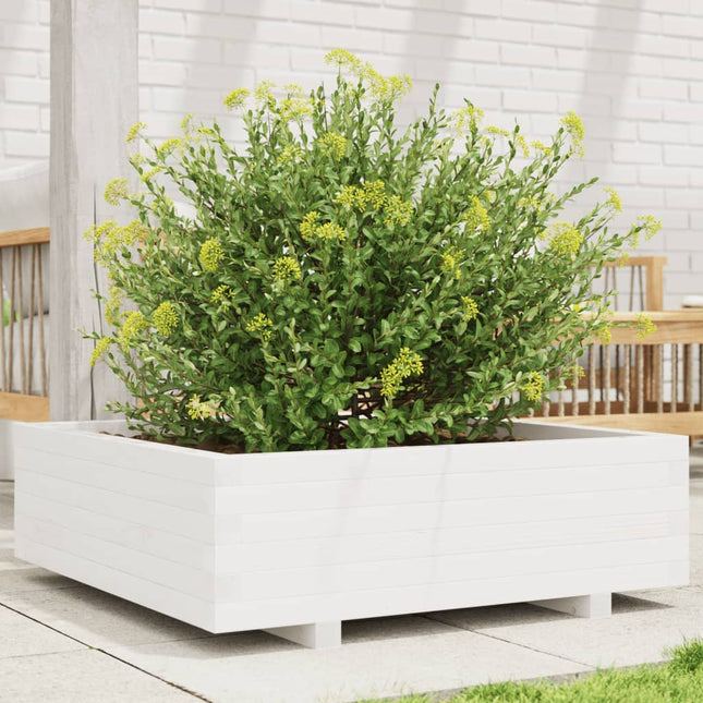 plantekasse 80x80x26,5 cm massivt fyrretræ hvid