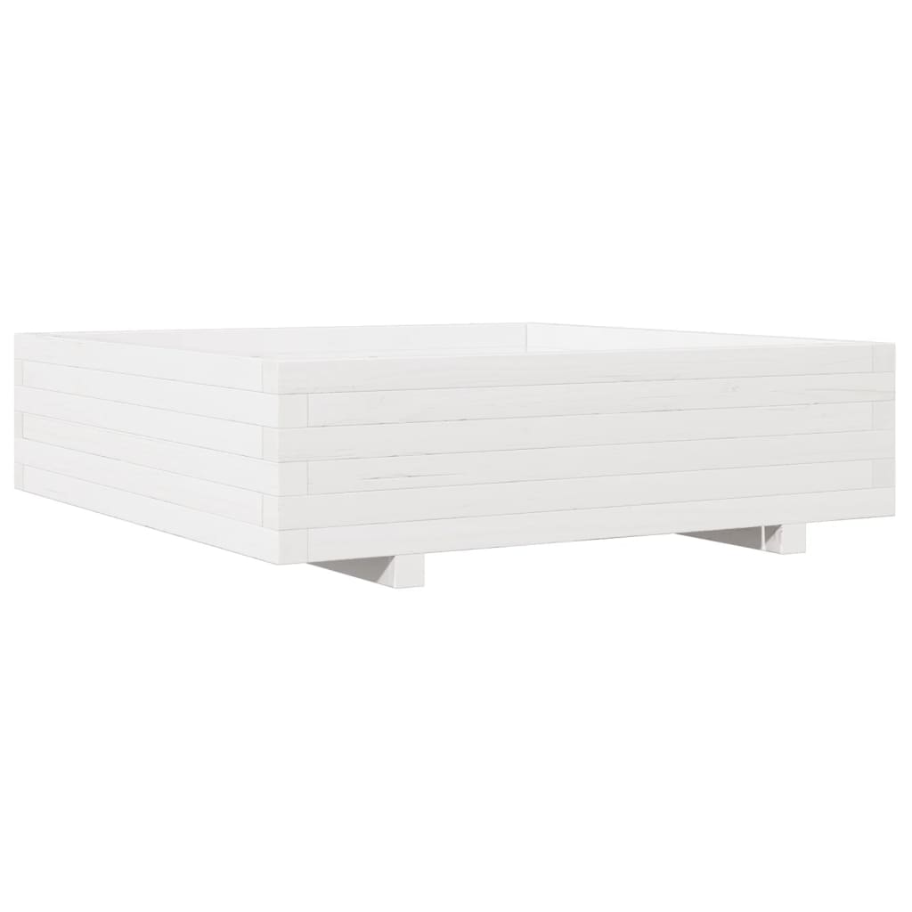 plantekasse 90x90x26,5 cm massivt fyrretræ hvid