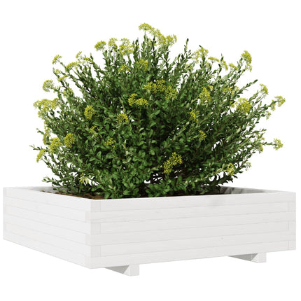 plantekasse 90x90x26,5 cm massivt fyrretræ hvid