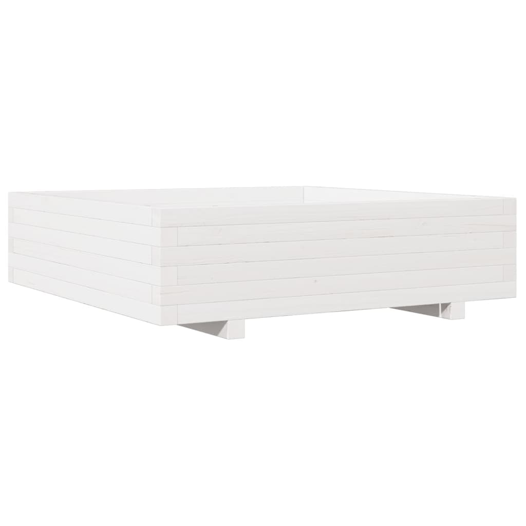 plantekasse 90x90x26,5 cm massivt fyrretræ hvid