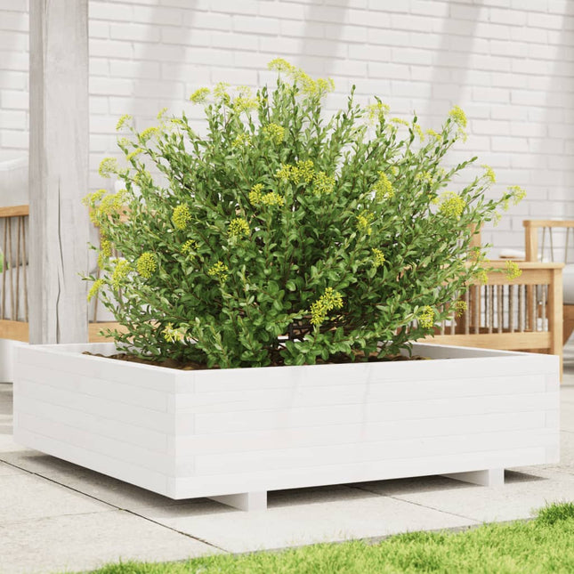 plantekasse 90x90x26,5 cm massivt fyrretræ hvid