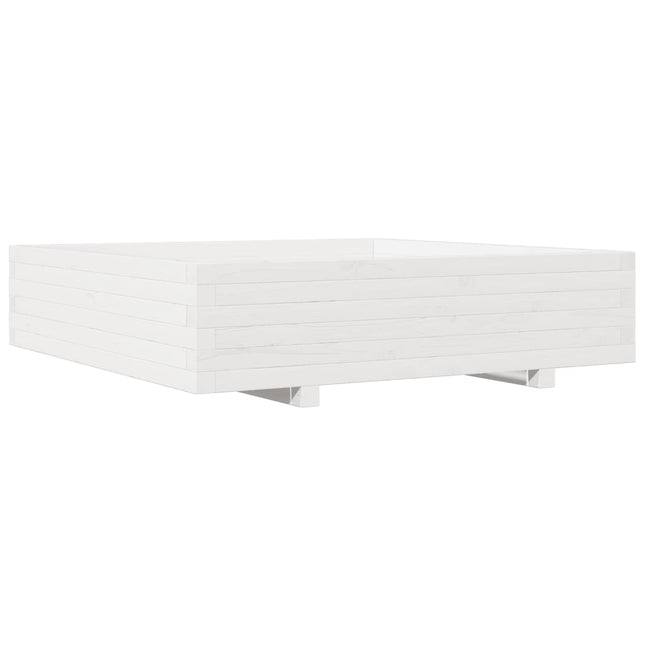 plantekasse 100x100x26,5 cm massivt fyrretræ hvid
